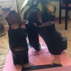 Jeffrey Campbell black platform leather shoes